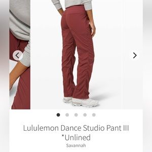 LULULEMON Dance Studio Pants III unlined Savannah